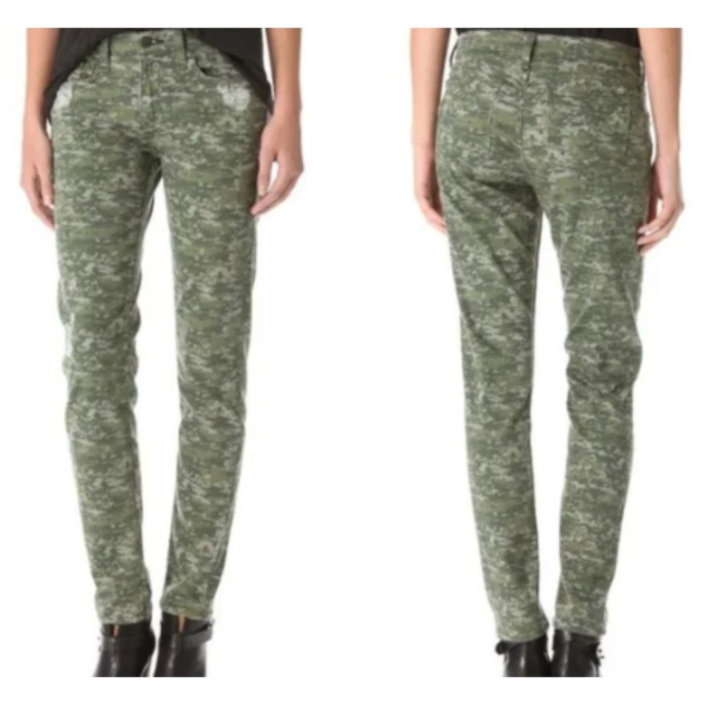 Rag & Bone Digital Camo Skinny Jeans Green Tan Women's 24 Stretch Designer